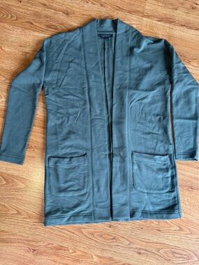Feeefly  women’s Open-Front Long Cardigan  — Slate Green size small